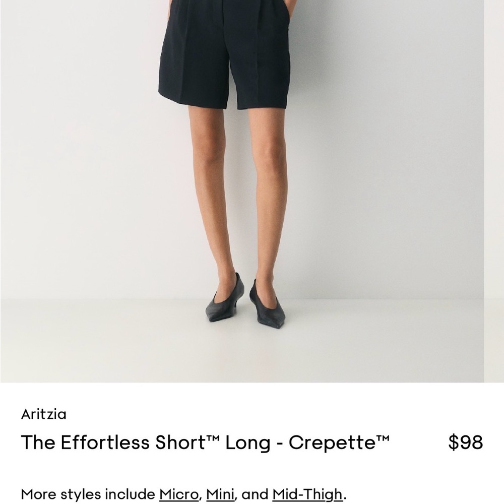 Aritzia Black Effortless Shorts- long